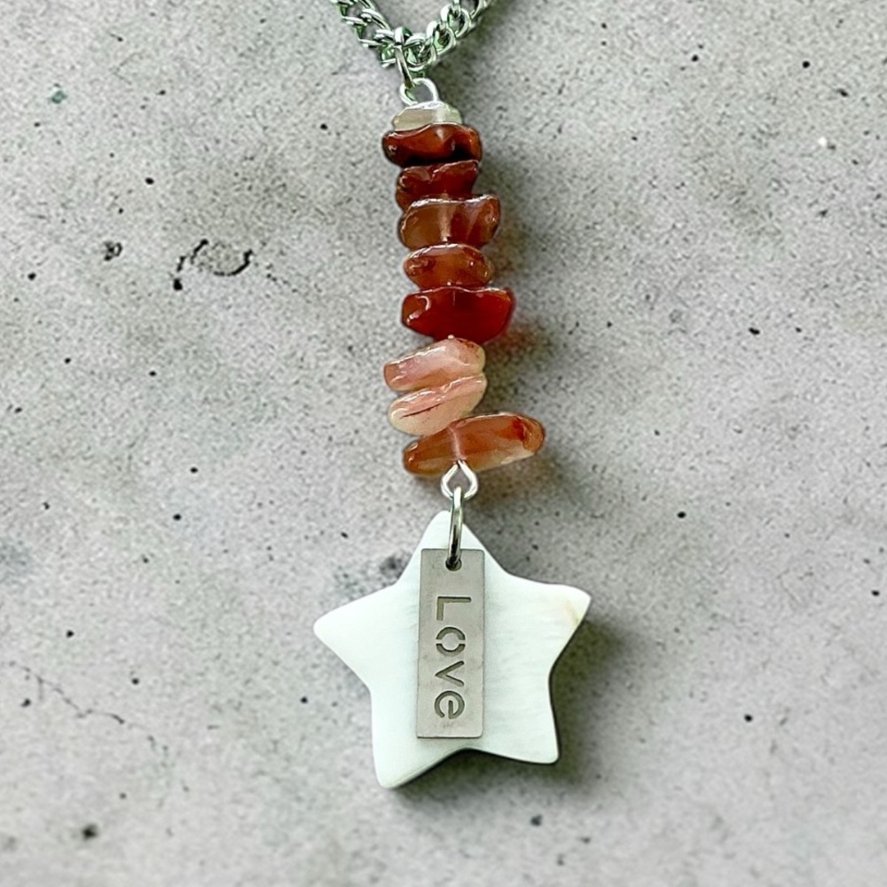 🆕 Love, Starfish, and Gemstones Pendant Necklace-Stainless Steel
